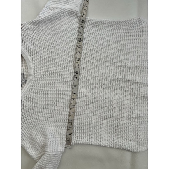 Michael Stars White Paige Waffle Knit White Sweater Medium Quiet Luxury Modest - Picture 8 of 8